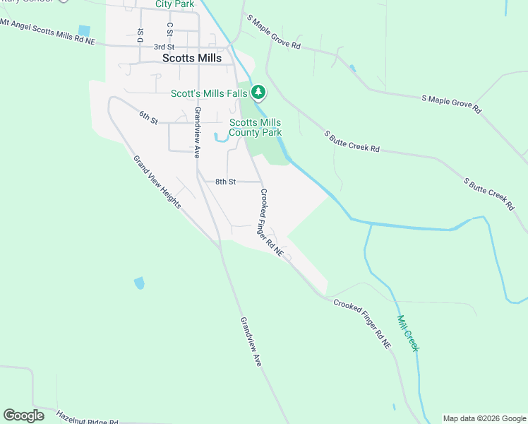 map of restaurants, bars, coffee shops, grocery stores, and more near 998 Crooked Finger Road Northeast in Scotts Mills