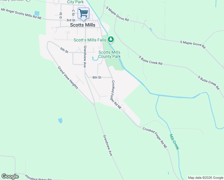 map of restaurants, bars, coffee shops, grocery stores, and more near 953 Crooked Finger Road Northeast in Scotts Mills