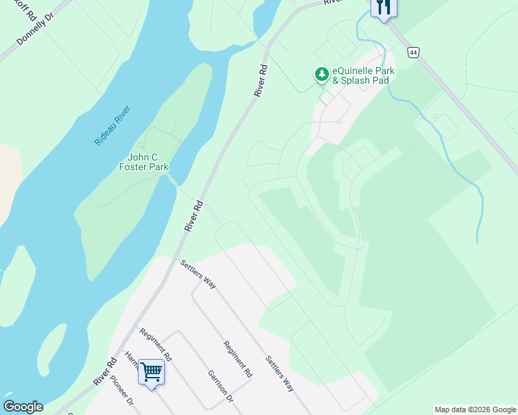 map of restaurants, bars, coffee shops, grocery stores, and more near 150 Blackhorse Drive in Leeds and Grenville United Counties