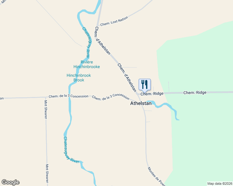 map of restaurants, bars, coffee shops, grocery stores, and more near 2884 Chemin de la 3e-Concession in Hinchinbrooke