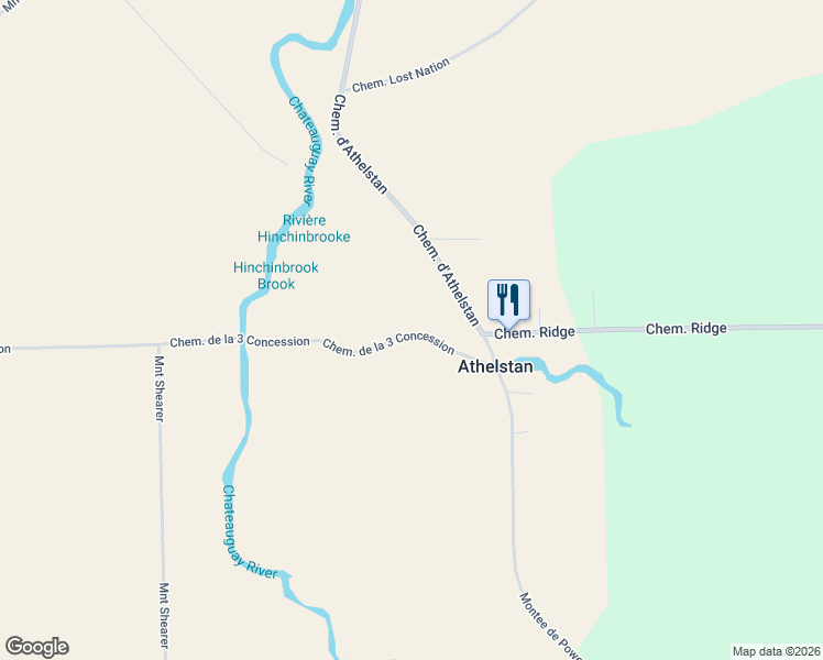 map of restaurants, bars, coffee shops, grocery stores, and more near 2884 Chemin de la 3e-Concession in Hinchinbrooke