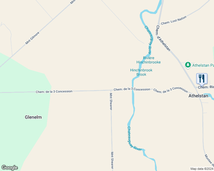 map of restaurants, bars, coffee shops, grocery stores, and more near 2187 Chemin de la 3 Concession in Elgin