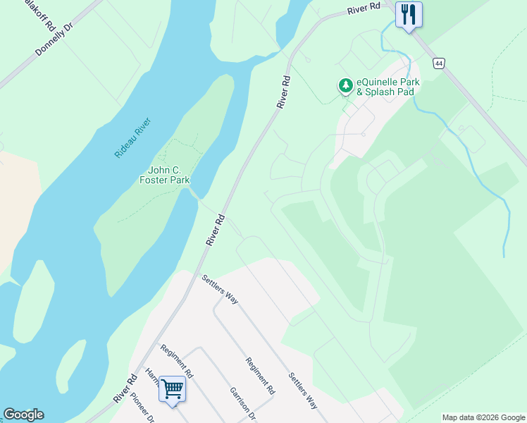 map of restaurants, bars, coffee shops, grocery stores, and more near 147 Blackhorse Drive in North Grenville