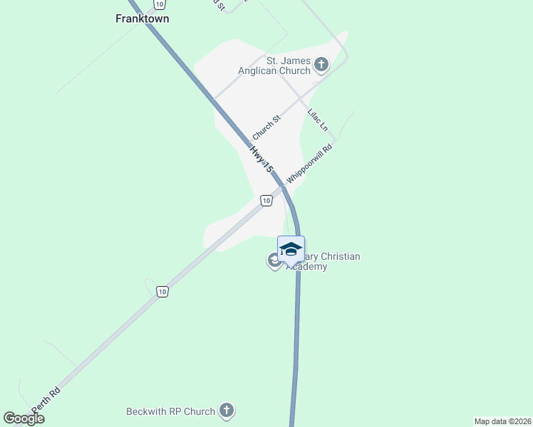 map of restaurants, bars, coffee shops, grocery stores, and more near 115 Perth Road in Lanark County