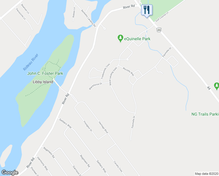 map of restaurants, bars, coffee shops, grocery stores, and more near 239 Royal Landing Gate in Kemptville