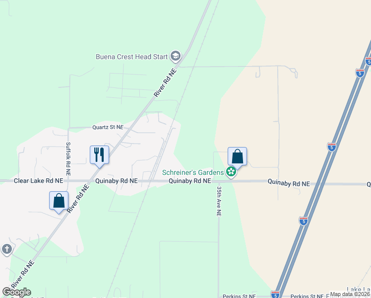 map of restaurants, bars, coffee shops, grocery stores, and more near 3235 Quinaby Road Northeast in Salem