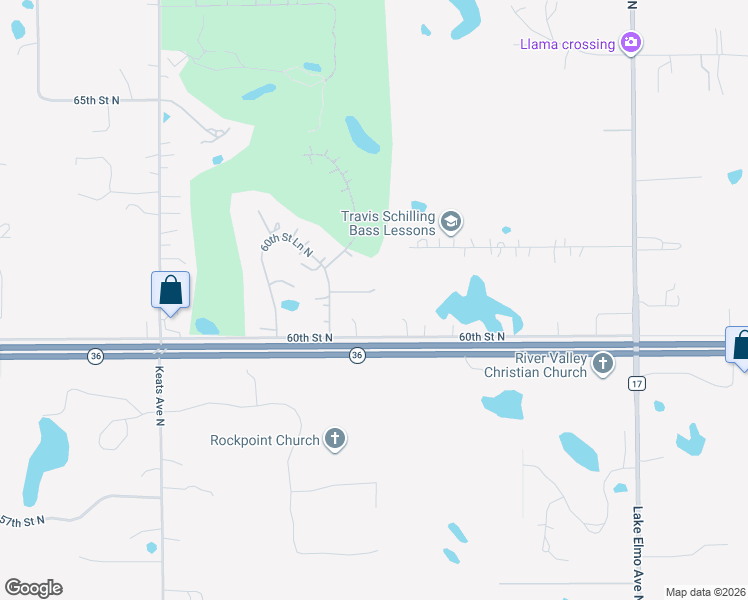 map of restaurants, bars, coffee shops, grocery stores, and more near 10435 61st Street North in Stillwater