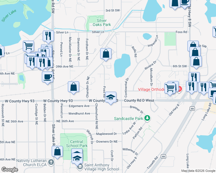 map of restaurants, bars, coffee shops, grocery stores, and more near 3727 Foss Road in Minneapolis