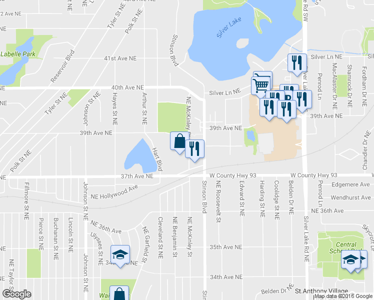 map of restaurants, bars, coffee shops, grocery stores, and more near 3939 McKinley Street Northeast in Columbia Heights