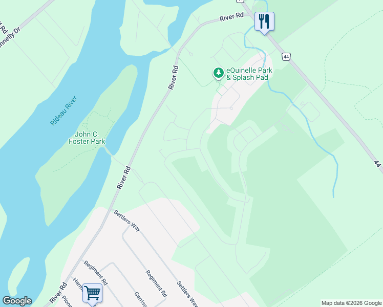 map of restaurants, bars, coffee shops, grocery stores, and more near 108 Blackhorse Drive in North Grenville