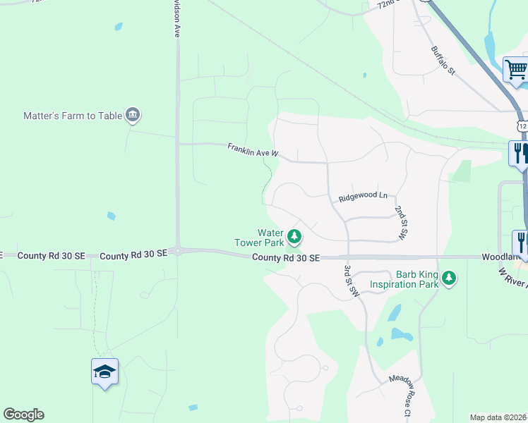 map of restaurants, bars, coffee shops, grocery stores, and more near 879 Watertown Avenue in Delano