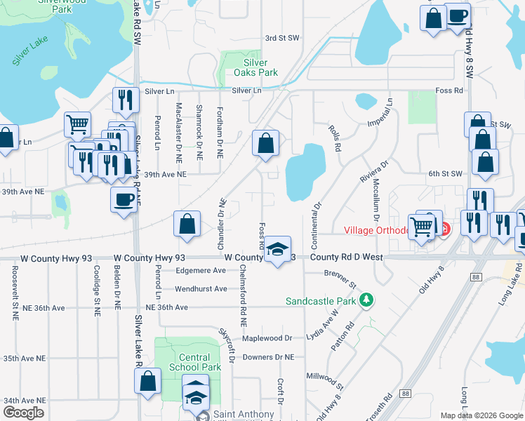 map of restaurants, bars, coffee shops, grocery stores, and more near 3727 Foss Road in Minneapolis