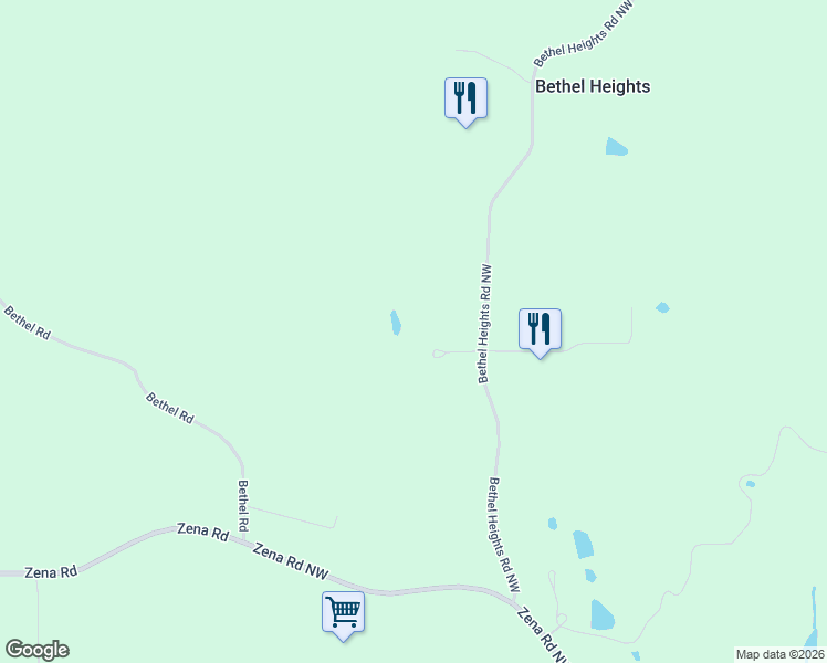 map of restaurants, bars, coffee shops, grocery stores, and more near 6055 Bethel Heights Road Northwest in Salem