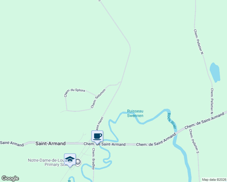 map of restaurants, bars, coffee shops, grocery stores, and more near 975 Rang Saint-Henri in Saint-Armand