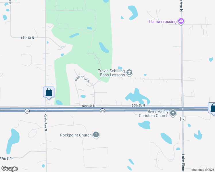 map of restaurants, bars, coffee shops, grocery stores, and more near 10435 61st Street North in Stillwater