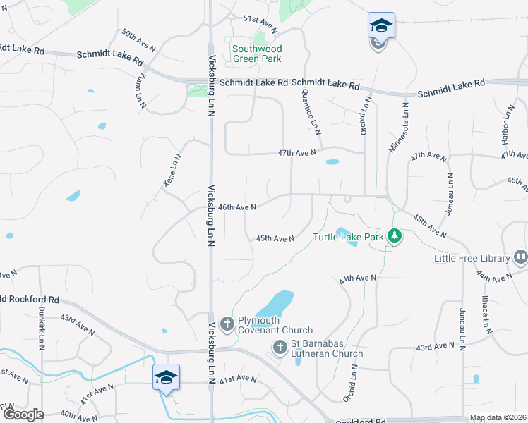 map of restaurants, bars, coffee shops, grocery stores, and more near 15610 45th Avenue North in Minneapolis