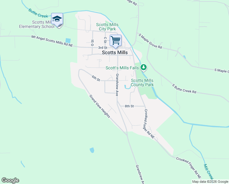 map of restaurants, bars, coffee shops, grocery stores, and more near 698 Grandview Avenue in Scotts Mills