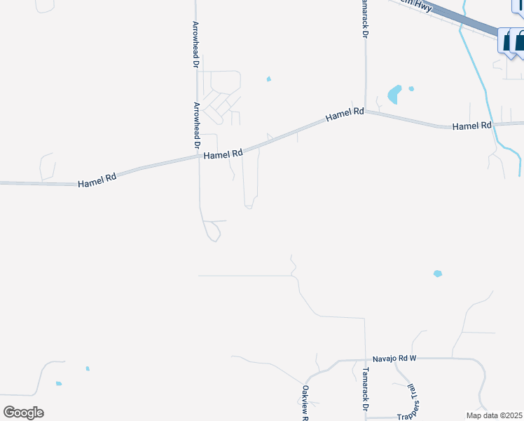 map of restaurants, bars, coffee shops, grocery stores, and more near 1575 Hamel Road in Medina