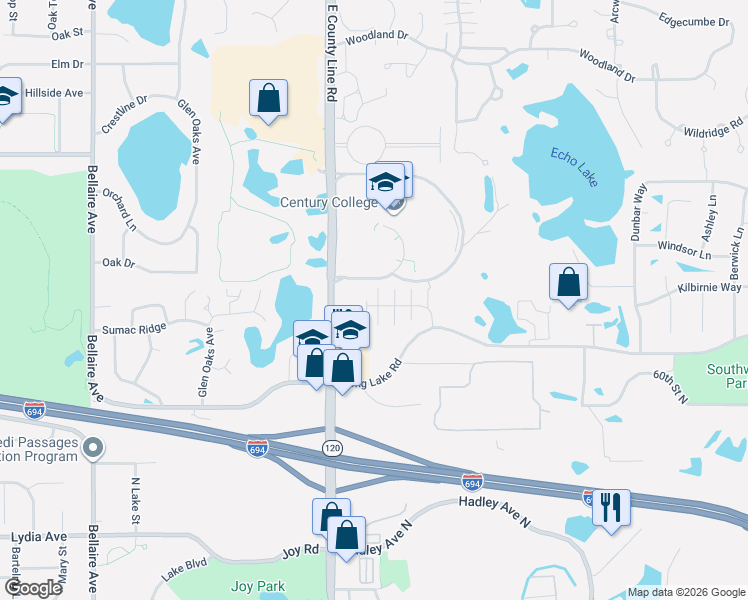 map of restaurants, bars, coffee shops, grocery stores, and more near 930 Ledgestone Drive in Mahtomedi