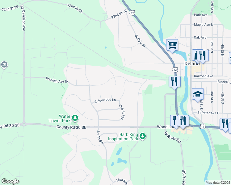 map of restaurants, bars, coffee shops, grocery stores, and more near 618 Anne Ct in Delano
