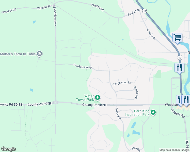 map of restaurants, bars, coffee shops, grocery stores, and more near 224 Lori Lane in Delano