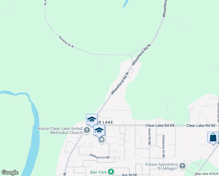 map of restaurants, bars, coffee shops, grocery stores, and more near 8275 Wheatland Road North in Keizer