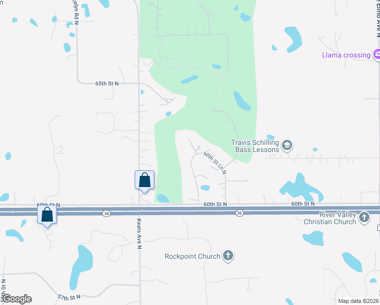 map of restaurants, bars, coffee shops, grocery stores, and more near 6210 Kelvin Avenue North in Stillwater