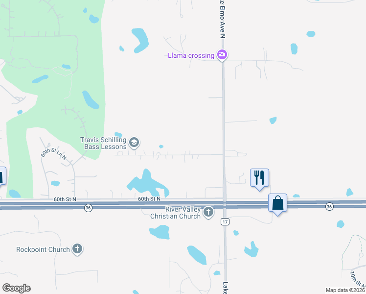 map of restaurants, bars, coffee shops, grocery stores, and more near 10780 62nd Street North in Stillwater