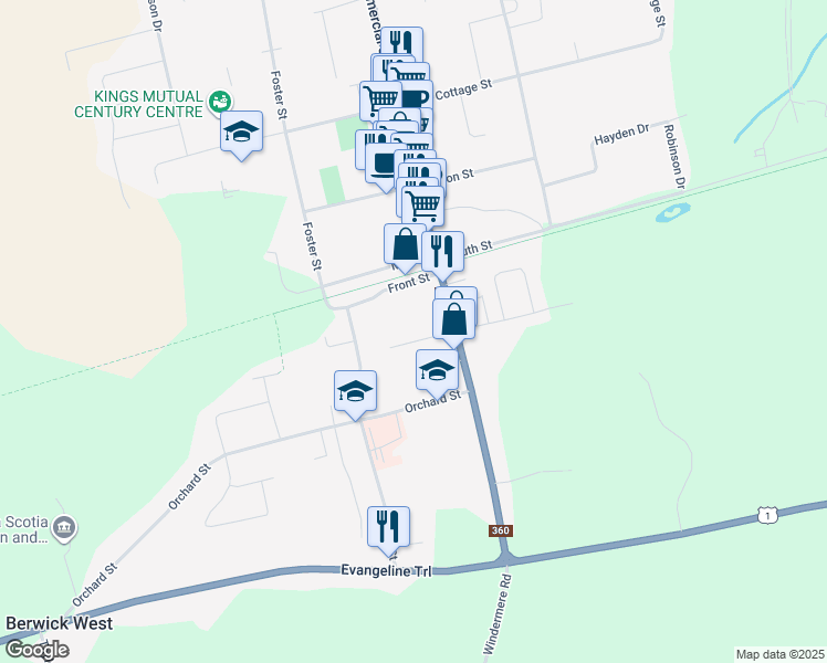 map of restaurants, bars, coffee shops, grocery stores, and more near 101 Pleasant Street in Berwick