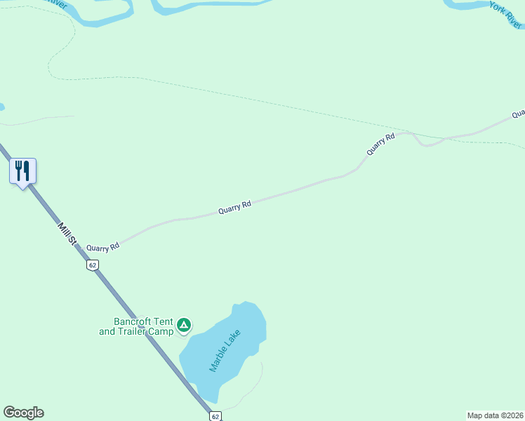 map of restaurants, bars, coffee shops, grocery stores, and more near 184 Quarry Road in Bancroft