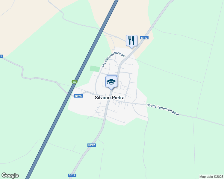 map of restaurants, bars, coffee shops, grocery stores, and more near Strada Provinciale 12 in Silvano Pietra