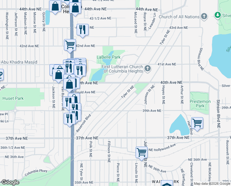 map of restaurants, bars, coffee shops, grocery stores, and more near 3976 Reservoir Boulevard in Minneapolis