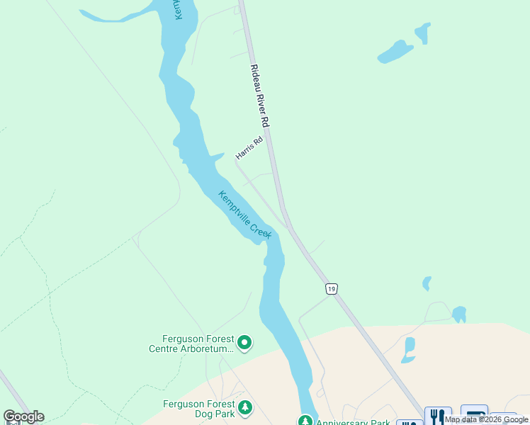 map of restaurants, bars, coffee shops, grocery stores, and more near 282 Harris Road in North Grenville