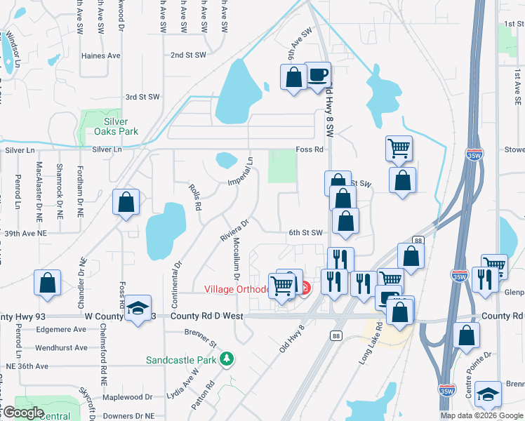 map of restaurants, bars, coffee shops, grocery stores, and more near 536 Riviera Drive in New Brighton