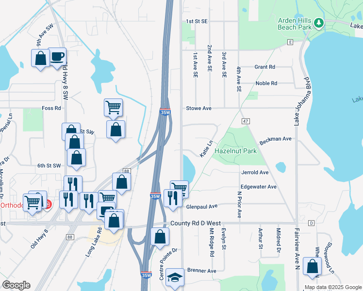 map of restaurants, bars, coffee shops, grocery stores, and more near 589 Cleveland Ave in St Paul