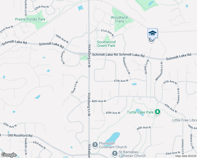 map of restaurants, bars, coffee shops, grocery stores, and more near 15725 47th Avenue North in Minneapolis