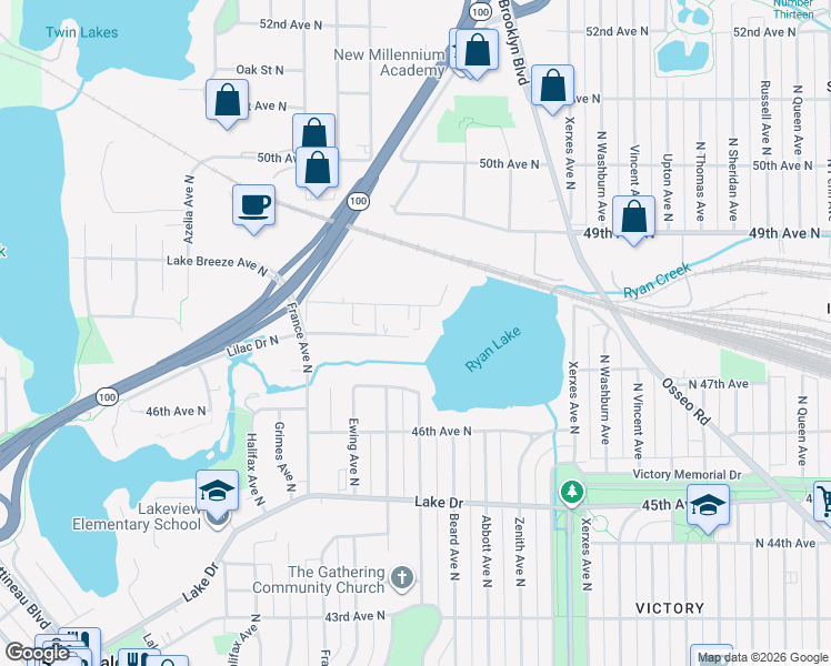 map of restaurants, bars, coffee shops, grocery stores, and more near 3413 47th Avenue North in Minneapolis