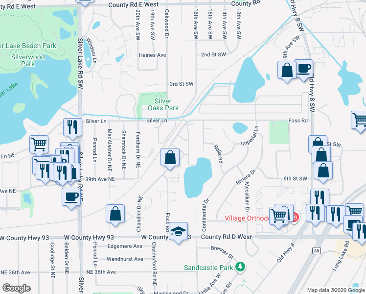 map of restaurants, bars, coffee shops, grocery stores, and more near in Saint Anthony