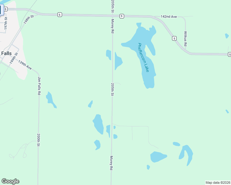 map of restaurants, bars, coffee shops, grocery stores, and more near 13725 205th Street in Jim Falls