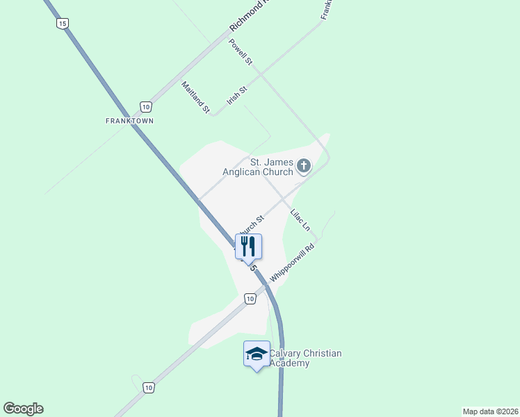 map of restaurants, bars, coffee shops, grocery stores, and more near 117 Maitland Street in Smiths Falls