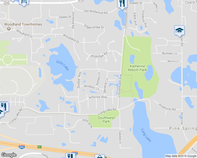 map of restaurants, bars, coffee shops, grocery stores, and more near 1199 Ashley Lane in Saint Paul