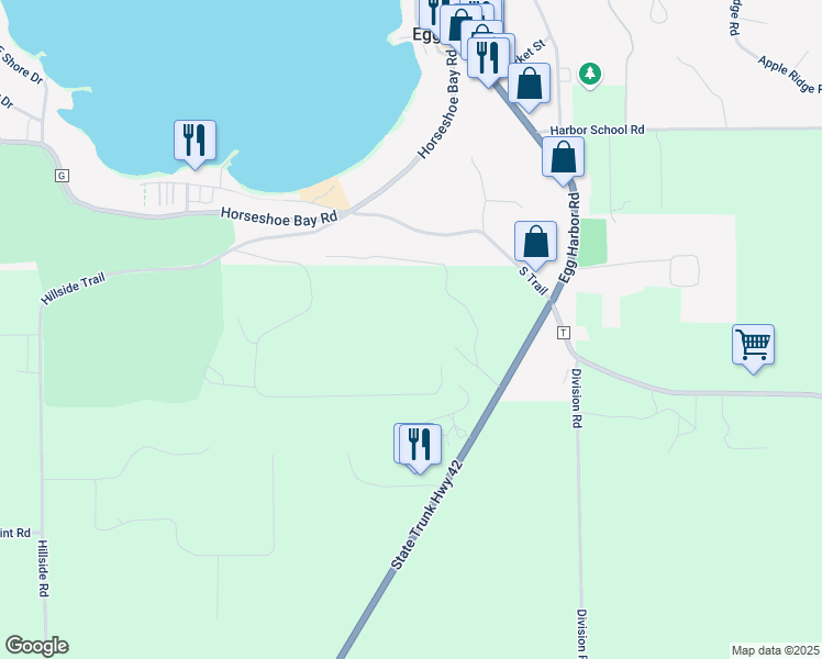 map of restaurants, bars, coffee shops, grocery stores, and more near 4692 Fox Point Road in Egg Harbor