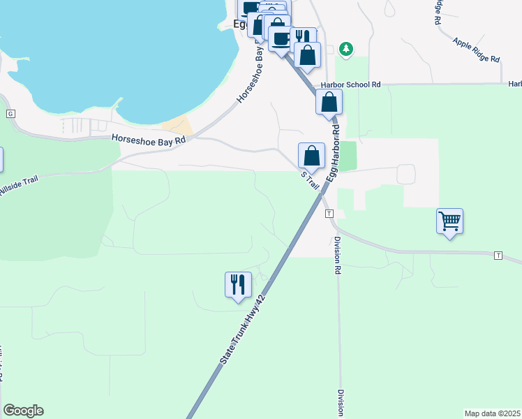 map of restaurants, bars, coffee shops, grocery stores, and more near 4692 Fox Point Road in Egg Harbor