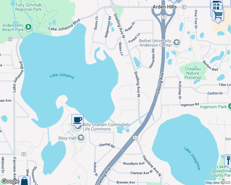 map of restaurants, bars, coffee shops, grocery stores, and more near 1487 Lametti Lane in New Brighton