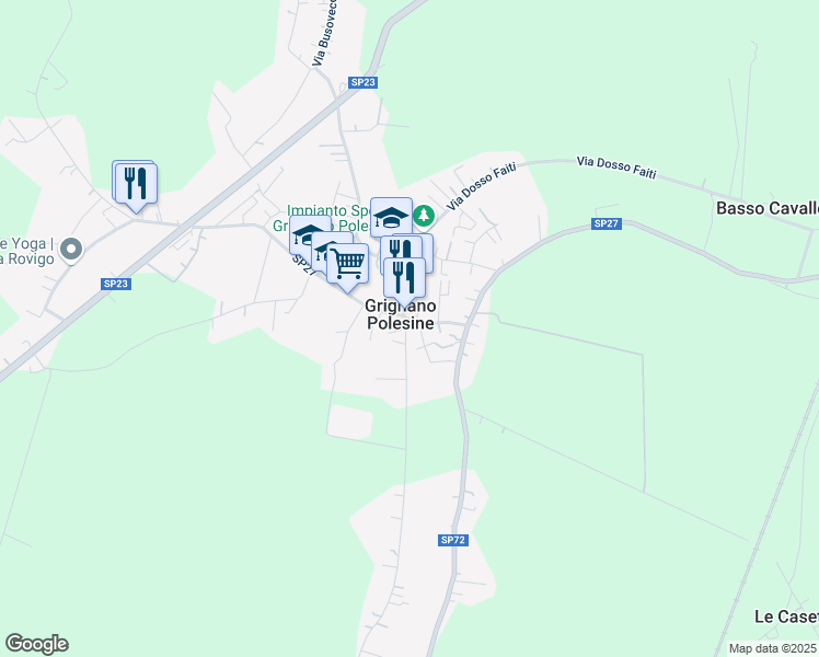 map of restaurants, bars, coffee shops, grocery stores, and more near 1 Via D'Azelio in Grignano Polesine