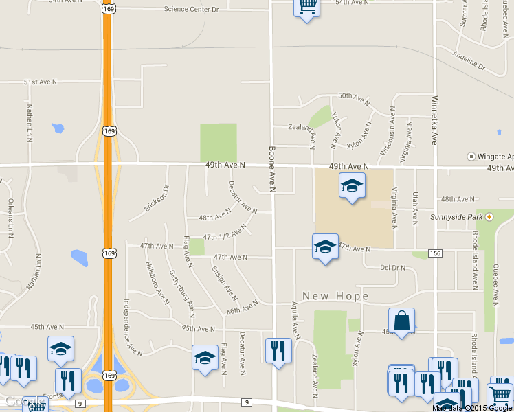 map of restaurants, bars, coffee shops, grocery stores, and more near 4762 Decatur Avenue North in Minneapolis