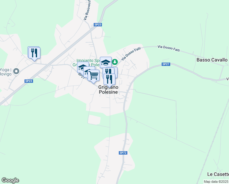 map of restaurants, bars, coffee shops, grocery stores, and more near 1 Via D'Azelio in Grignano Polesine