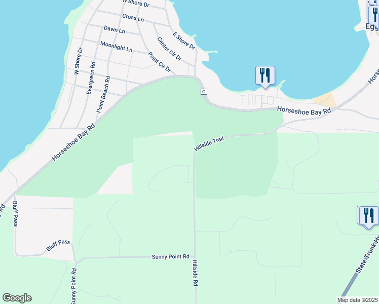 map of restaurants, bars, coffee shops, grocery stores, and more near 7643 Hillside Road in Egg Harbor