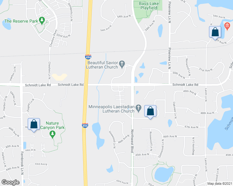map of restaurants, bars, coffee shops, grocery stores, and more near 4940 Underwood Lane North in Plymouth