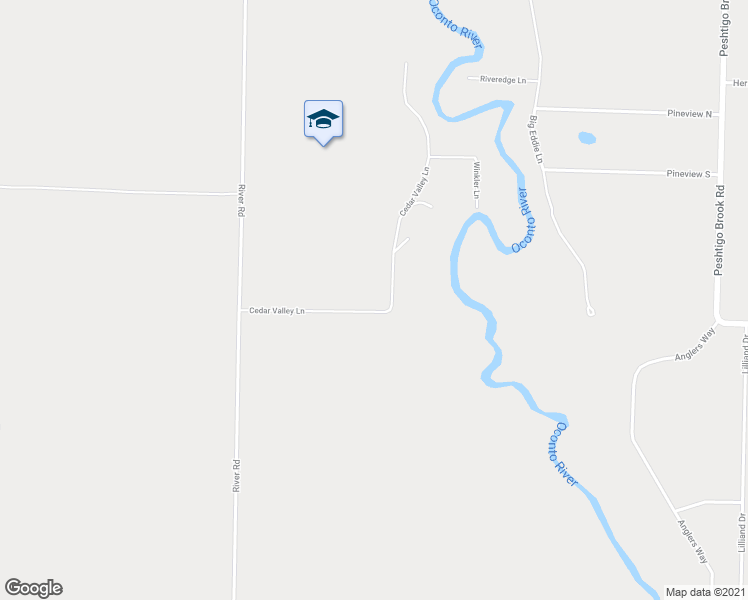 map of restaurants, bars, coffee shops, grocery stores, and more near 10113 Cedar Valley Lane in Suring